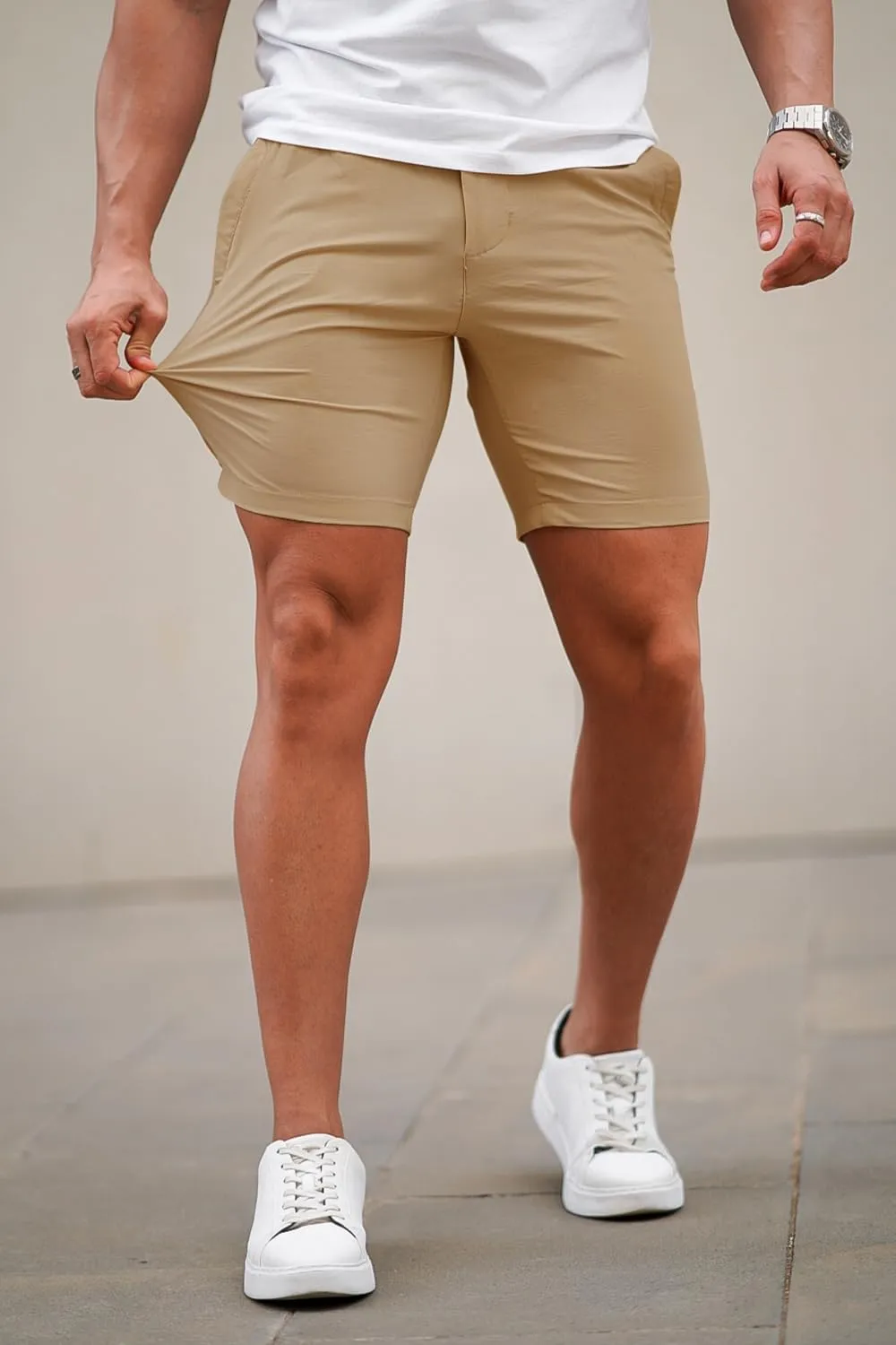GINGTTO Mens Slim Fit Shorts 7" Inseam Skinny Chino Short Tapered Leg Stretch