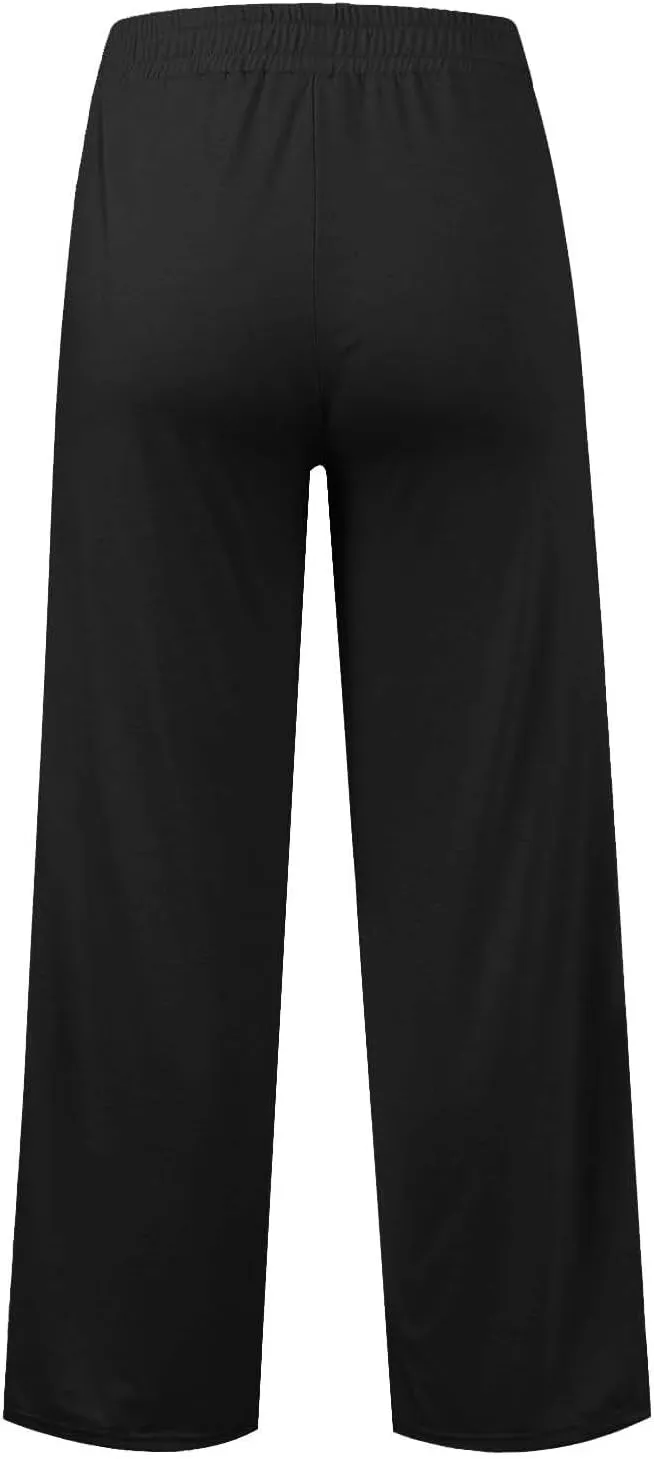 Girls Wide Leg Sweatpants High Waisted Baggy Drawstring Pants Elastic Elevated Seams Loose Active Pants with Pockets