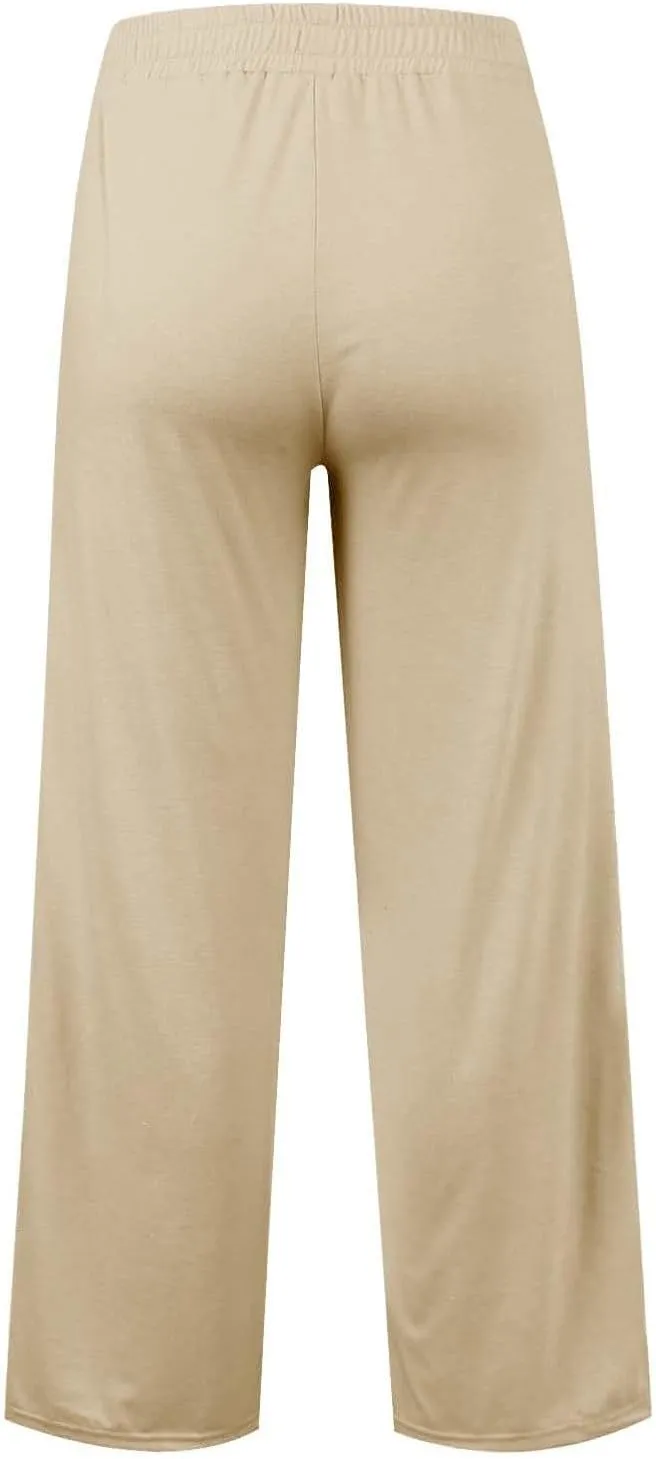 Girls Wide Leg Sweatpants High Waisted Baggy Drawstring Pants Elastic Elevated Seams Loose Active Pants with Pockets