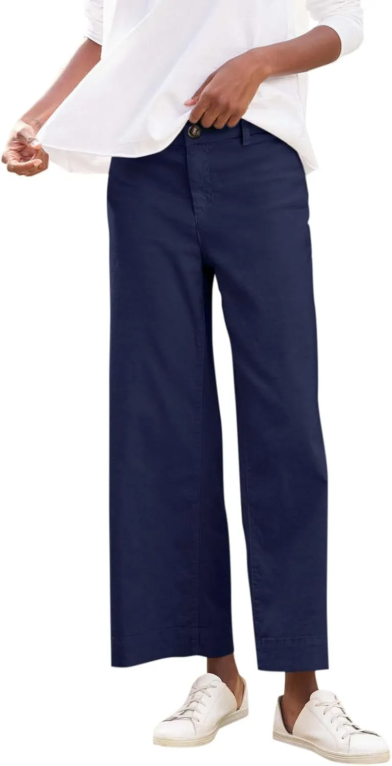 GOFULY Linen Palazzo Pants 2025 Vacation Summer Button Zipper Lounge Pants High Rise with Pocket Elegant Solid Beach Clothes