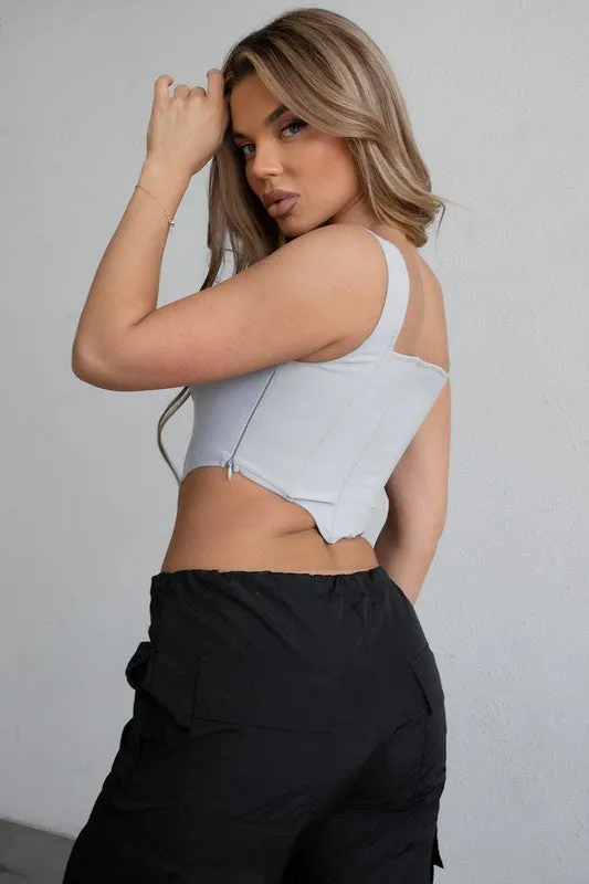 Grey Bengalin Corset Top