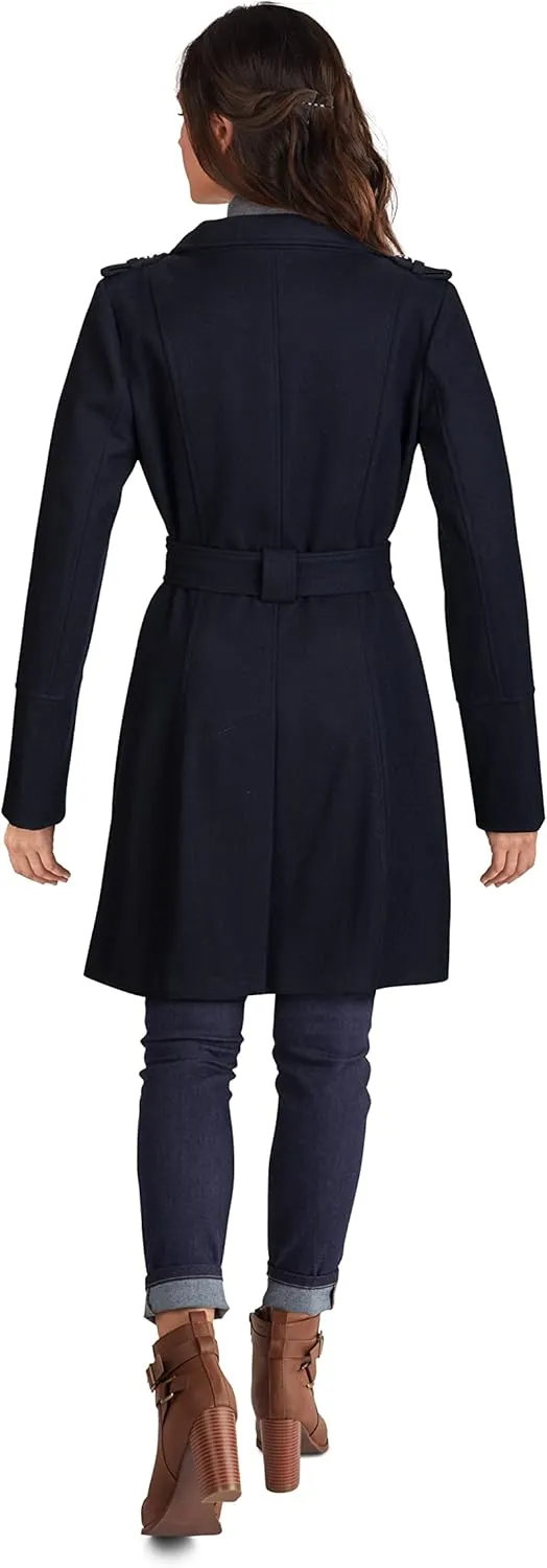 GUESS Wool Jackets for Women, Mid-Weight Coat with Adjustable Belt