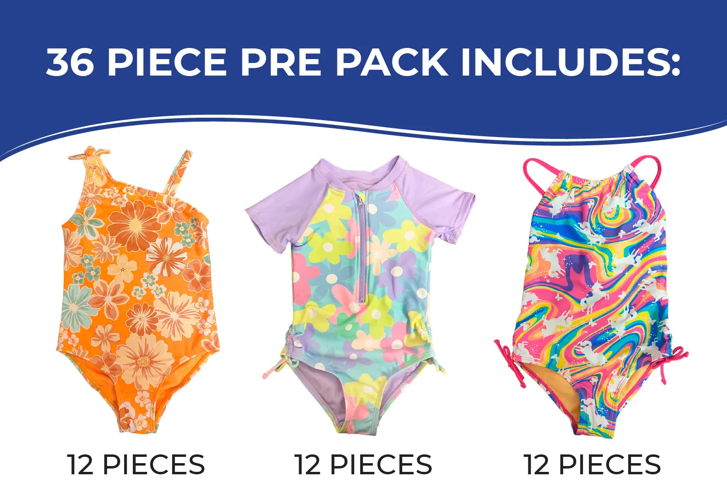 GX-BW1P - Wholesale Little Girl's Printed One-Piece Swimsuits