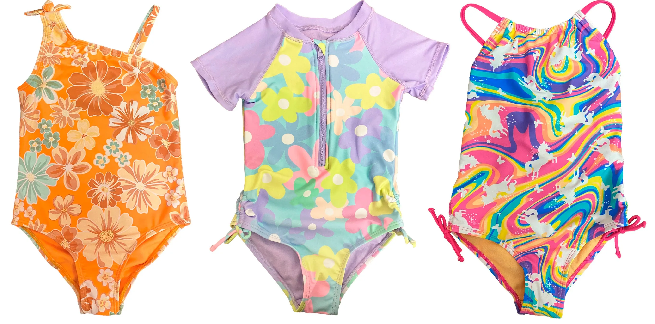 GX-BW1P - Wholesale Little Girl's Printed One-Piece Swimsuits