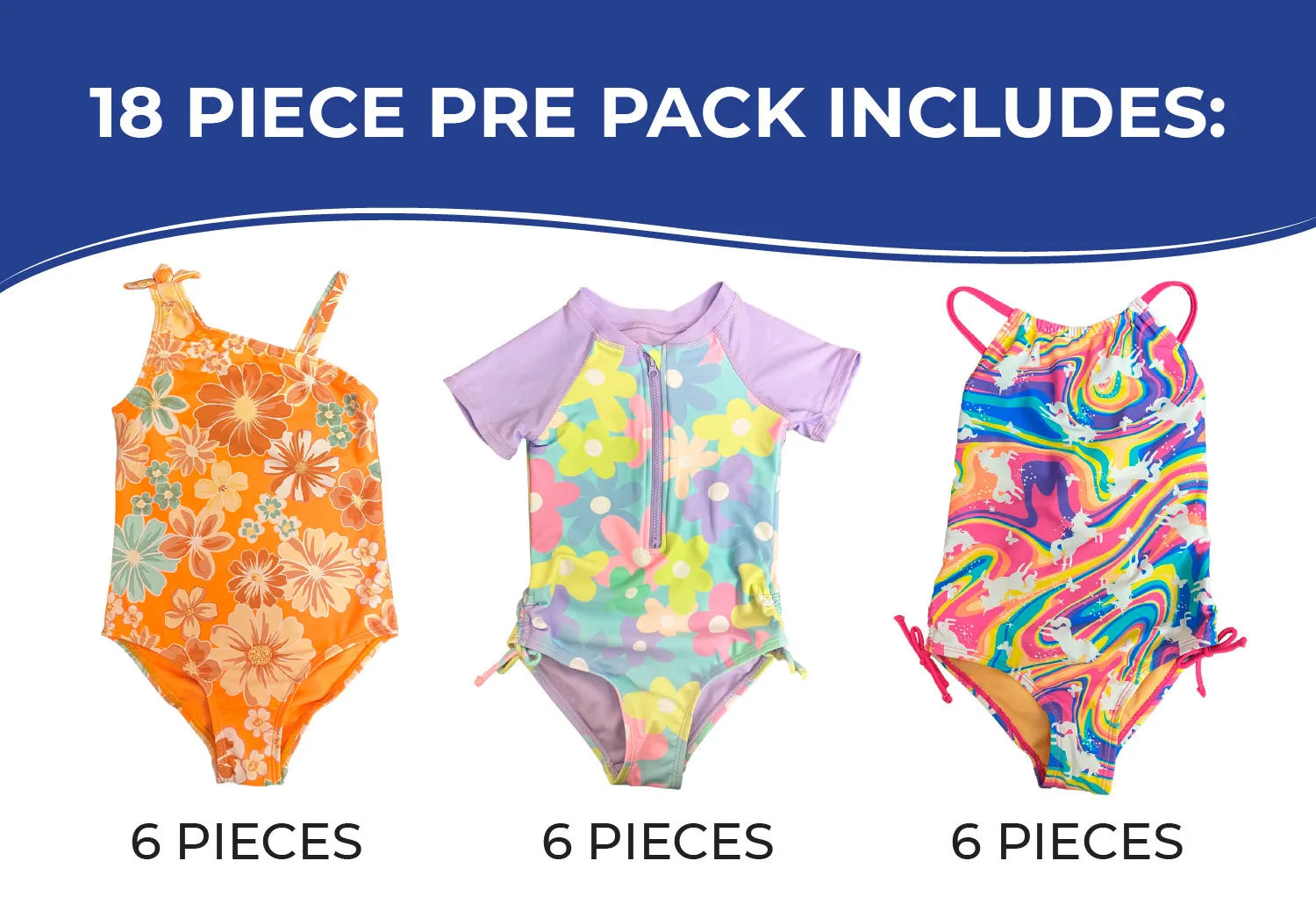 GX-BW1P - Wholesale Little Girl's Printed One-Piece Swimsuits