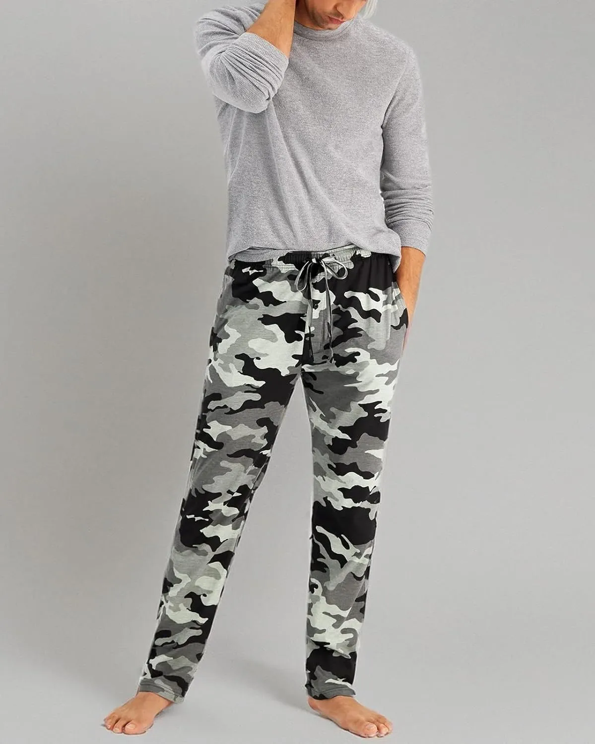 Hanes Men's ComfortSoft Cotton Printed Lounge Pants, 31" Inseam, Pockets, Drawstring/Elastic Waist
