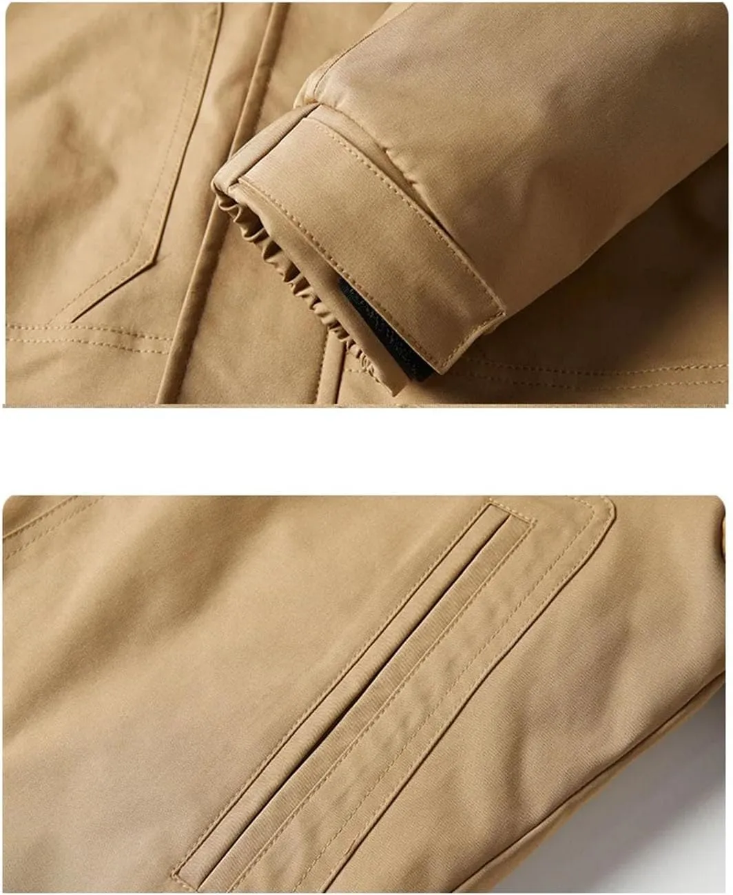 Hndudnff Men Cotton Padded Zipper Jacket Stand Collar With Pockets Coat Casual Cargo Outerwear