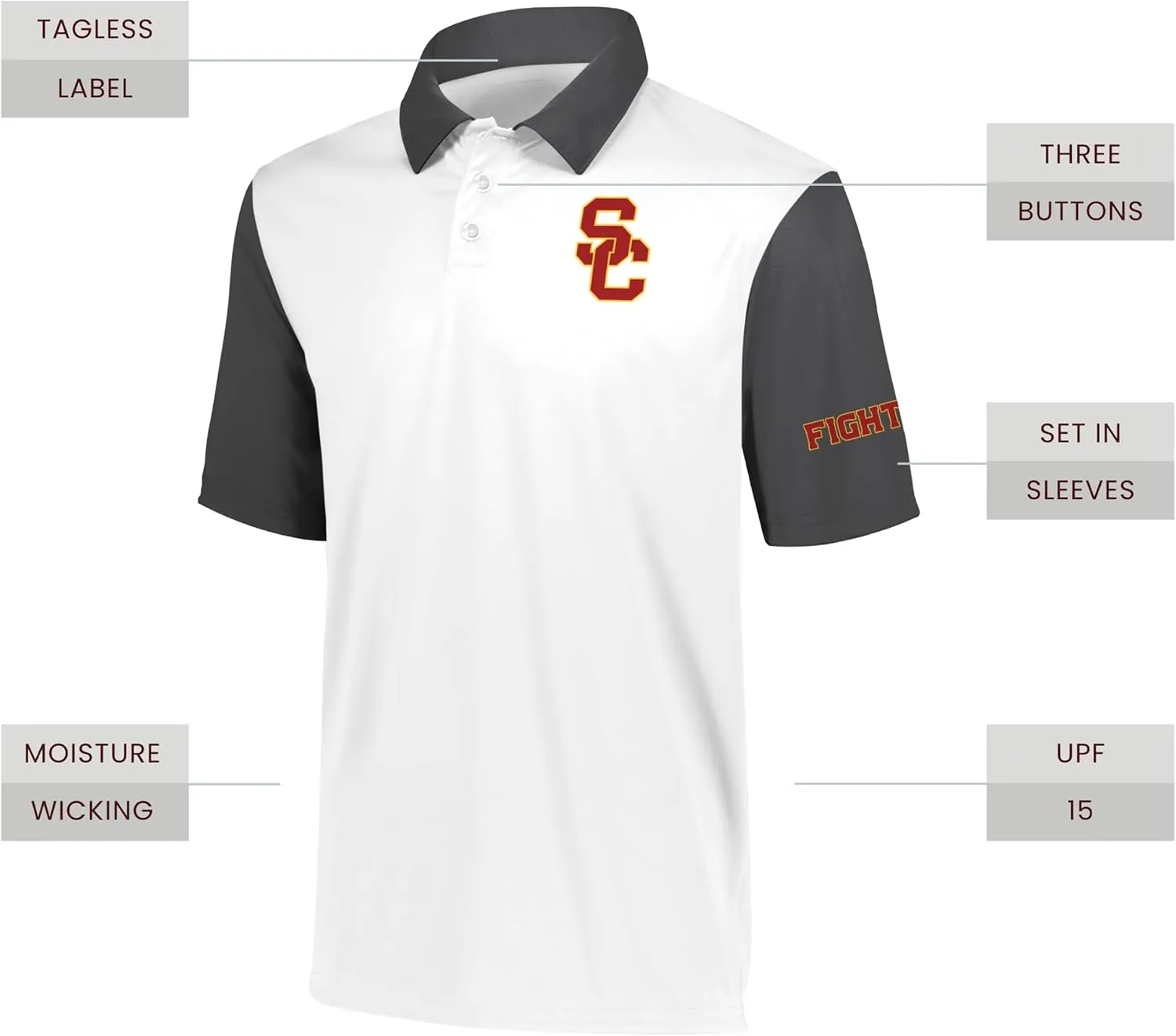 Holloway Men's NCAA Collegiate Sublimated Polo-Athletic Apparel for Sports Fans, Comfort Fit & Stylish Design