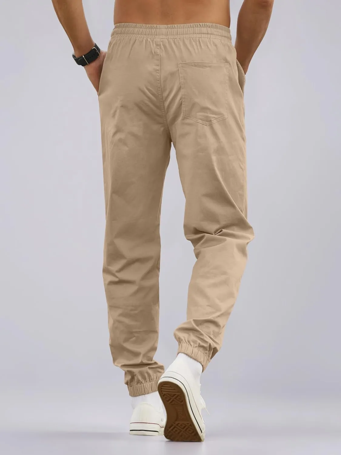 HOTake Men's Joggers Casual Lightweight Elastic Waist Drawstring Hiking Chino Pants Men