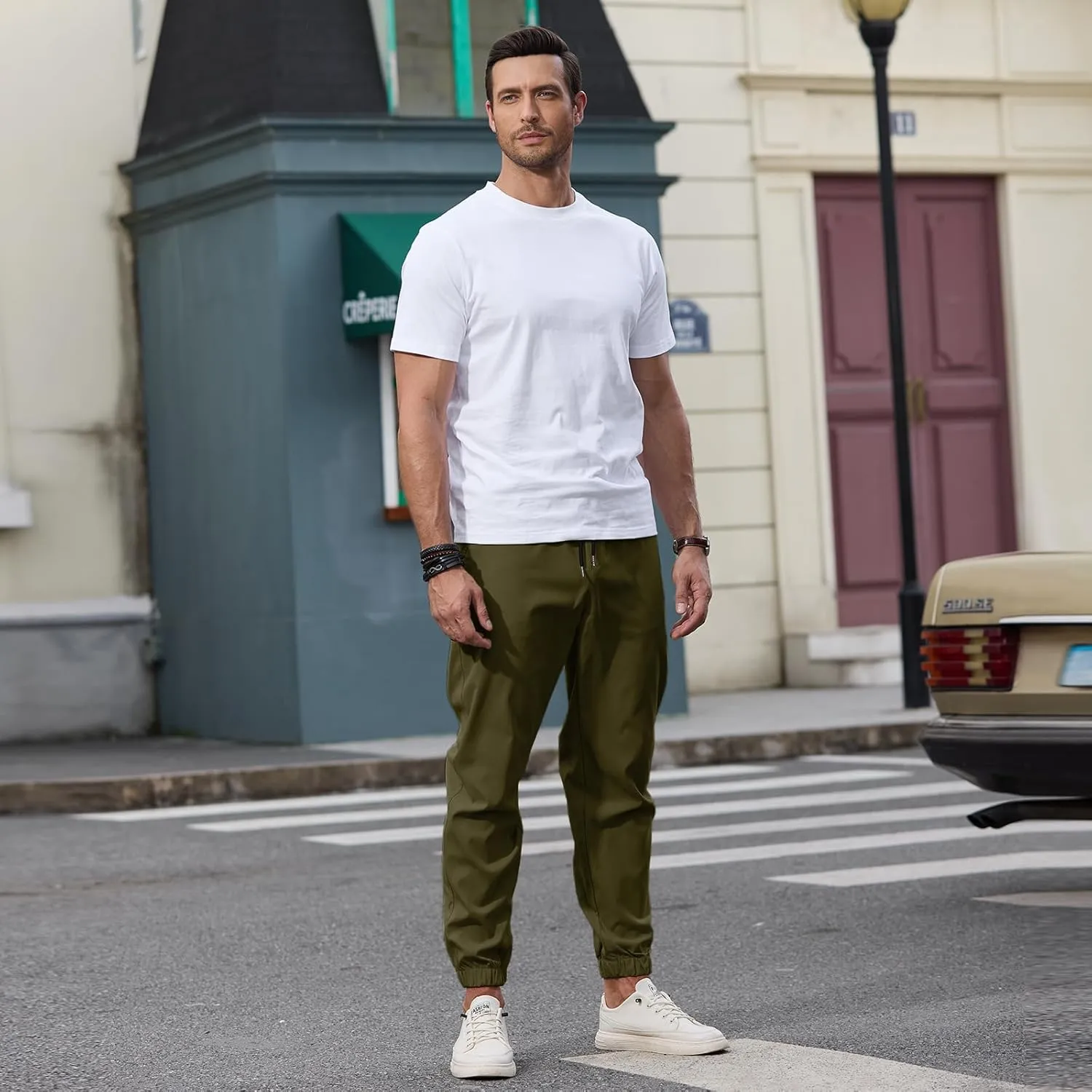 HOTake Men's Joggers Casual Lightweight Elastic Waist Drawstring Hiking Chino Pants Men