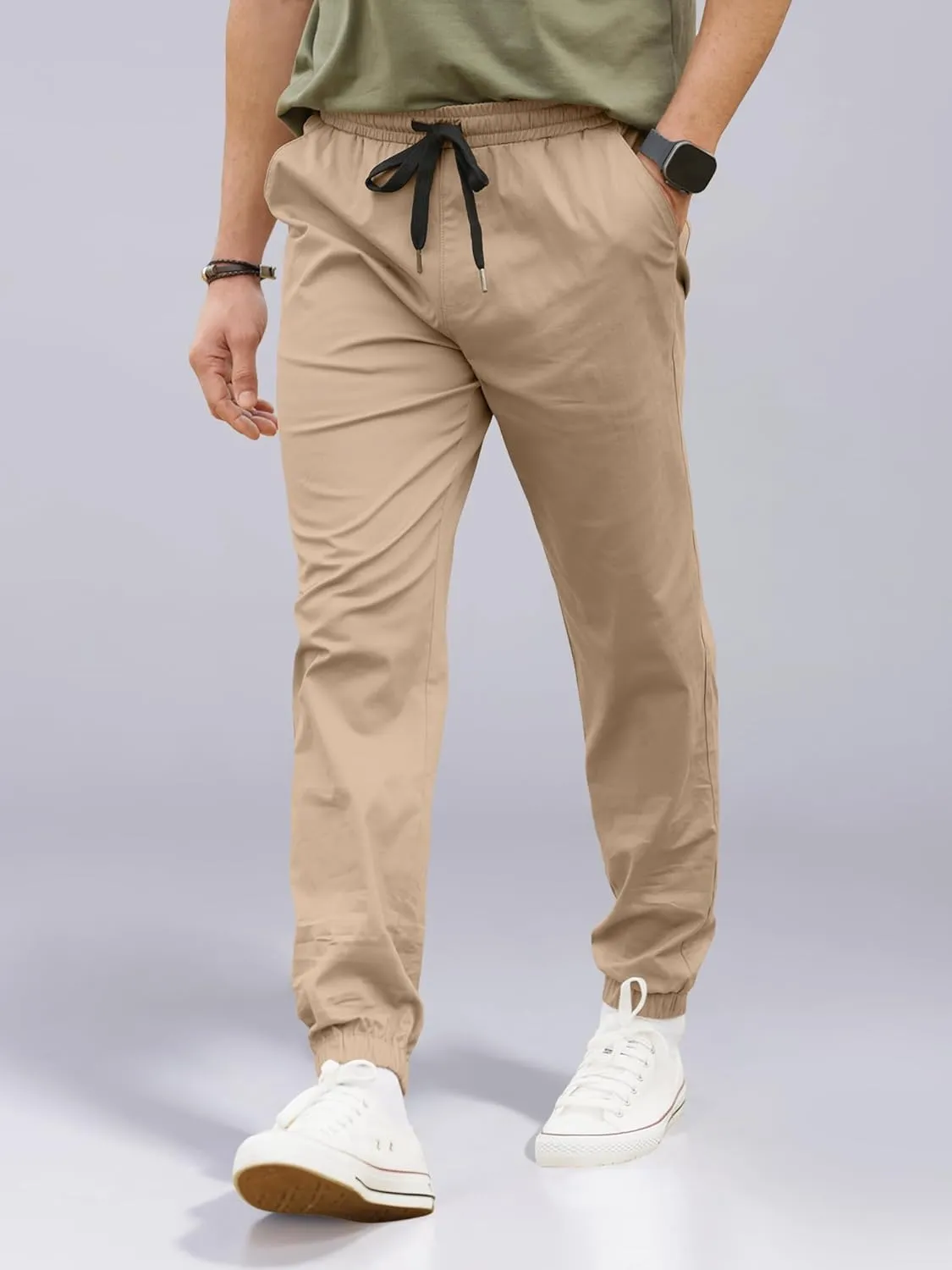 HOTake Men's Joggers Casual Lightweight Elastic Waist Drawstring Hiking Chino Pants Men