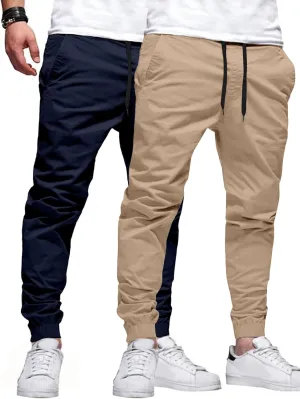 HOTake Men's Joggers Casual Lightweight Elastic Waist Drawstring Hiking Chino Pants Men