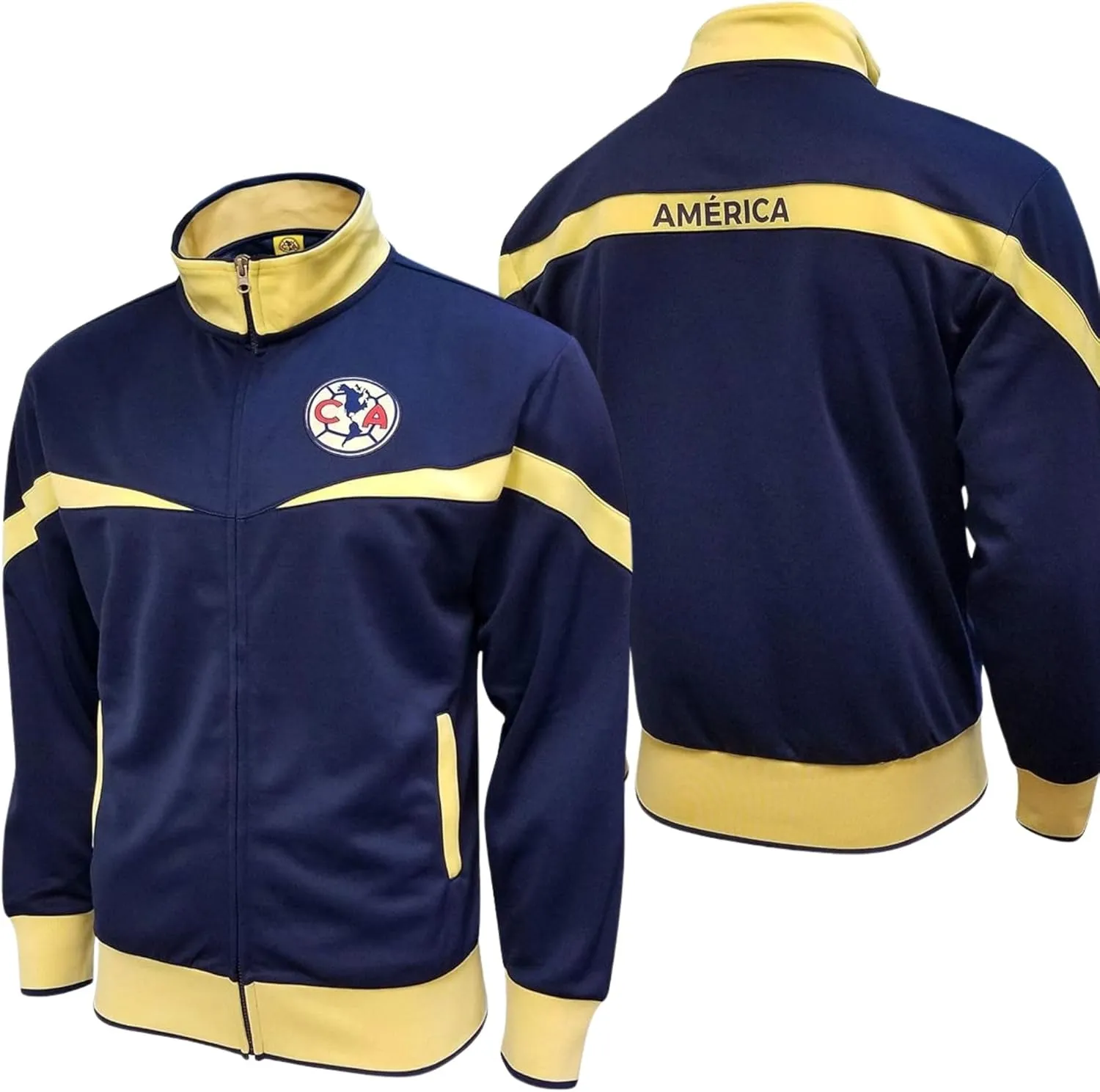 Icon Sports Club America Track Jacket  Officially Licensed Mens Long Sleeve Full Zip Active Sports CA Soccer Football