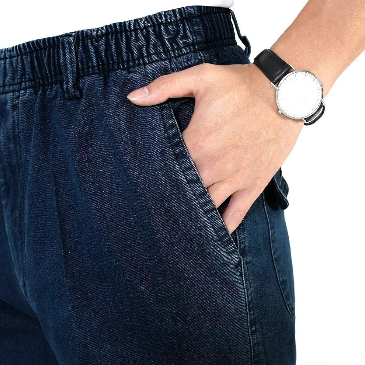 IDEALSANXUN Mens Elastic Waist Jeans