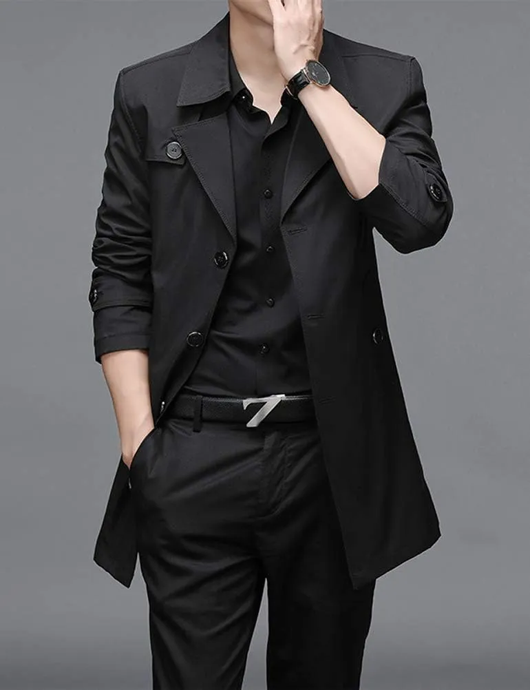 IDEALSANXUN Mens Single Breasted Midi Trench Coat Jackets