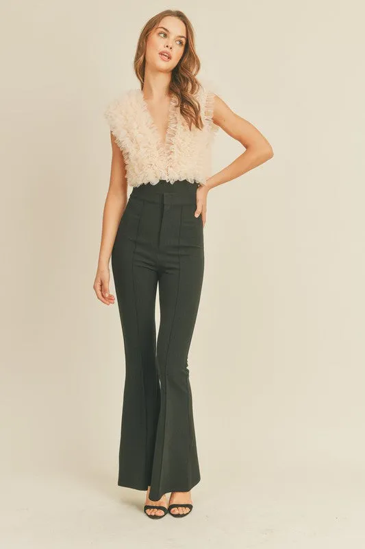 I'm The Moment Cream Ruffle Organza Bodysuit