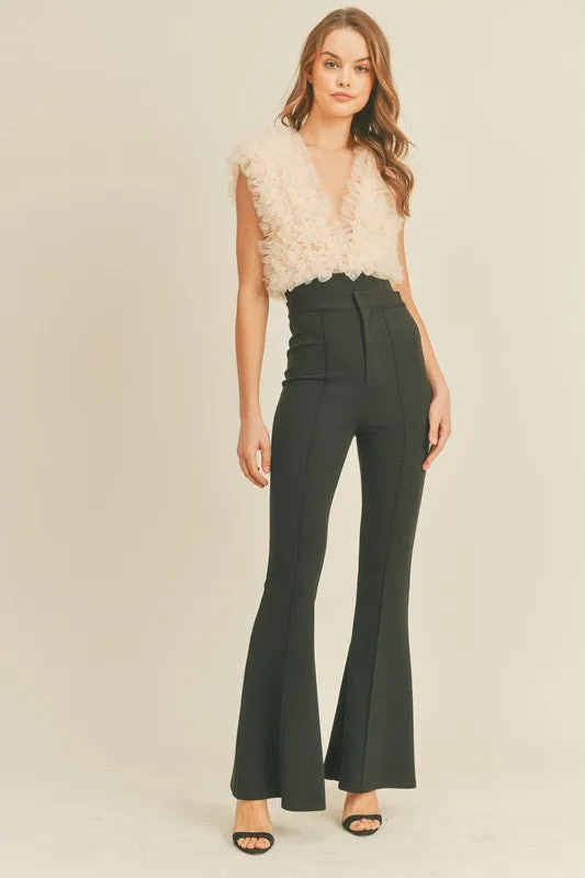 I'm The Moment Cream Ruffle Organza Bodysuit