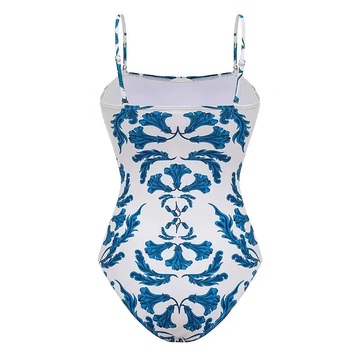 Imane - Frilled Printed Strapless One-Piece Swimsuit Set