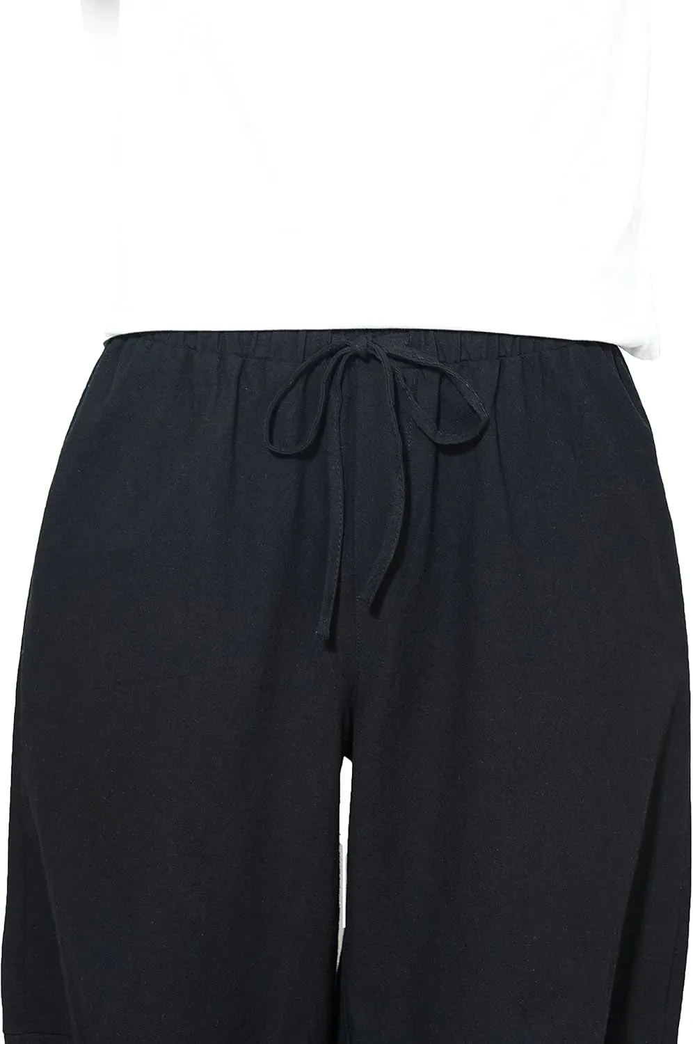 INVACHI Men's Harem Capri Pants Elastic Waist Loose Fit Drawstring Beach Yoga Trousers with Pockets