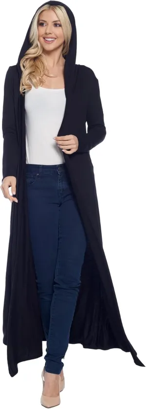 Isaac Liev Women's Maxi Cardigan Casual Trendy Extra Long Open Front Floor Length Drape Lightweight Duster Cardigan