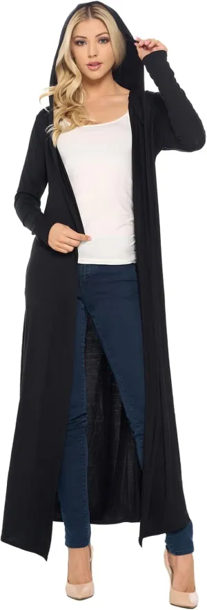 Isaac Liev Women's Maxi Cardigan Casual Trendy Extra Long Open Front Floor Length Drape Lightweight Duster Cardigan