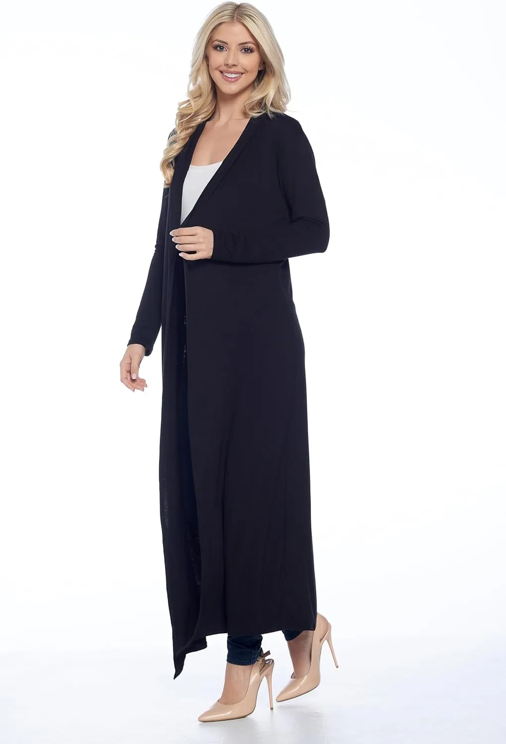 Isaac Liev Women's Maxi Cardigan Casual Trendy Extra Long Open Front Floor Length Drape Lightweight Duster Cardigan