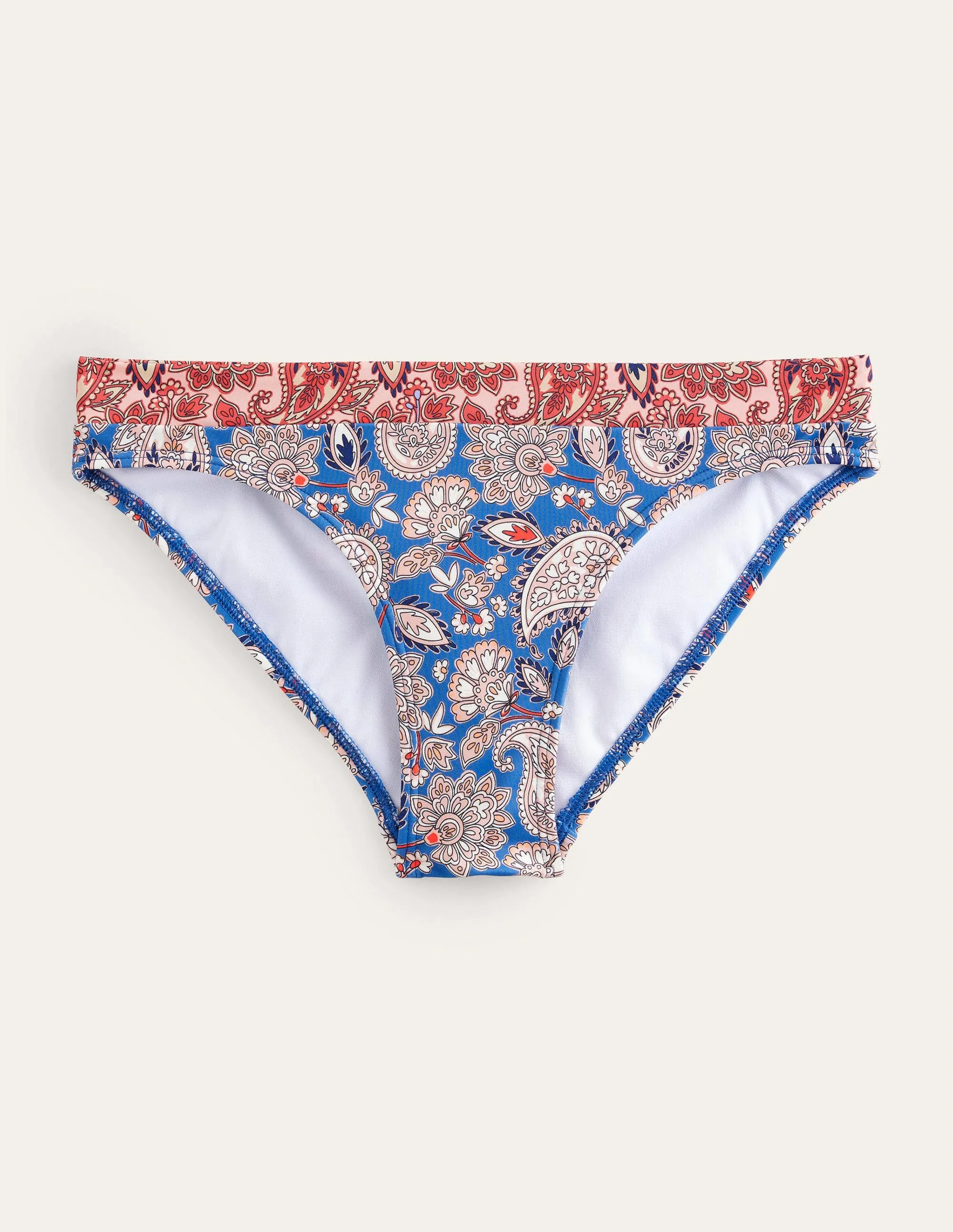 Ithaca Panel Bikini Bottoms-True Navy, Paisley Terrace