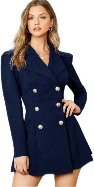 jackets for women Notch Collar Double Breasted Blazer Dress