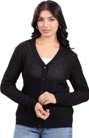 Janasya Cardigan Sweaters for Women Round Neck Button Down Long Sleeve Winter wear Cardigan Sweater Tops