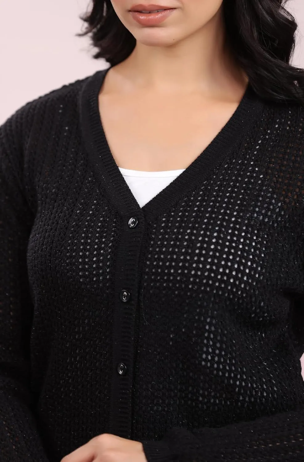 Janasya Cardigan Sweaters for Women Round Neck Button Down Long Sleeve Winter wear Cardigan Sweater Tops
