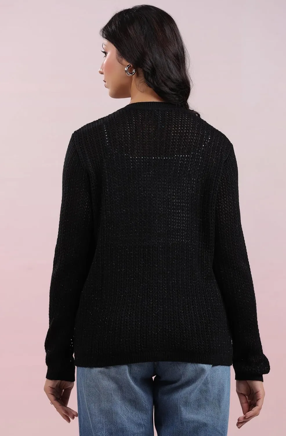 Janasya Cardigan Sweaters for Women Round Neck Button Down Long Sleeve Winter wear Cardigan Sweater Tops
