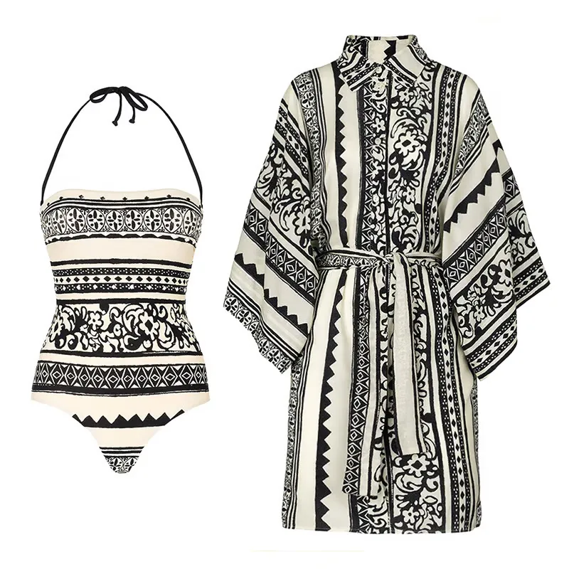 Janet - Printed Halterneck Two-Piece Swimsuit Set