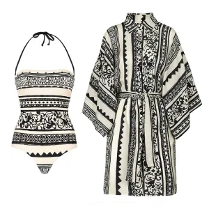 Janet - Printed Halterneck Two-Piece Swimsuit Set