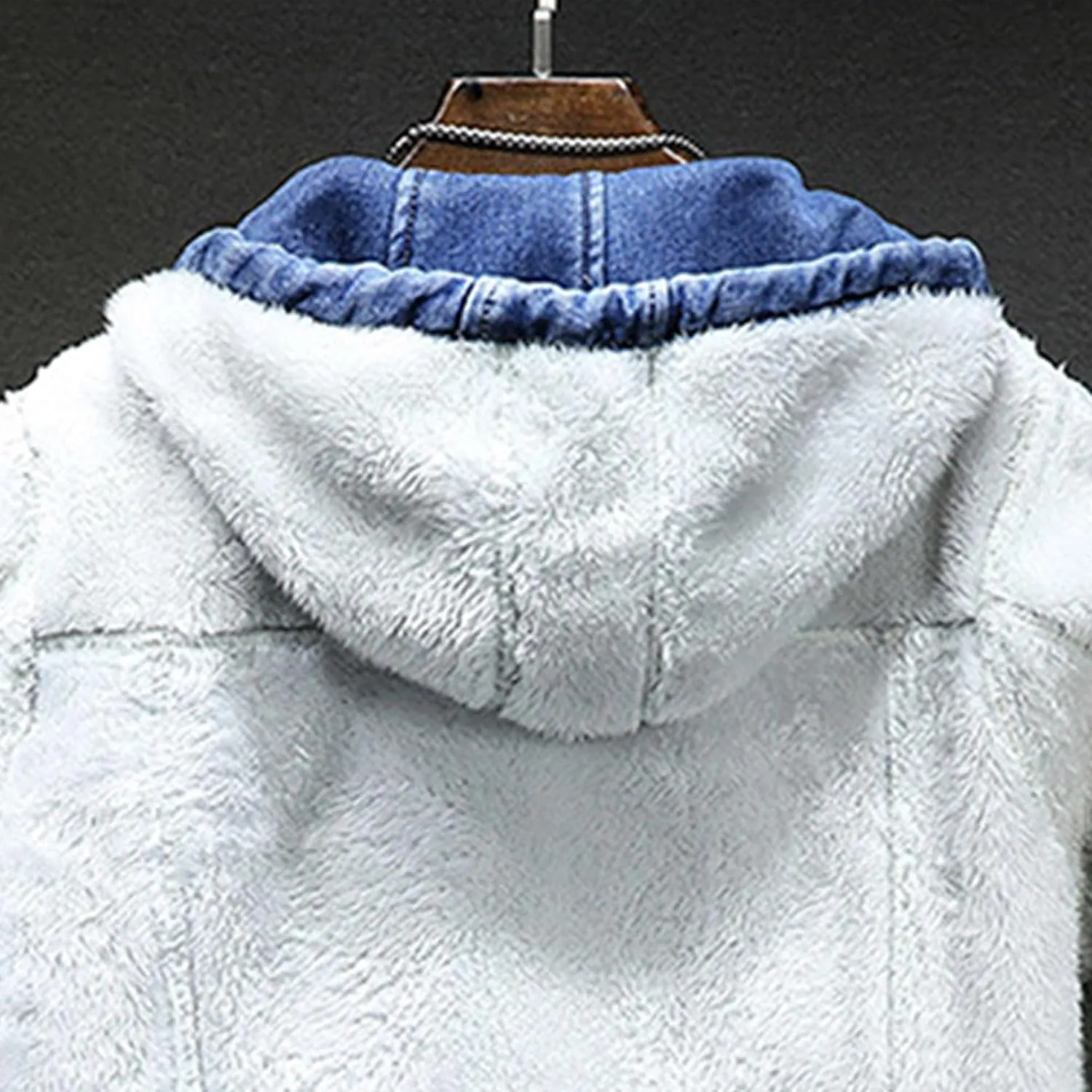JEKE-DG Hoodie Jean Jacket for Men Long Sleeve Slim Fit Casual Denim Jacket Distressed Trucker Outwear with Hood