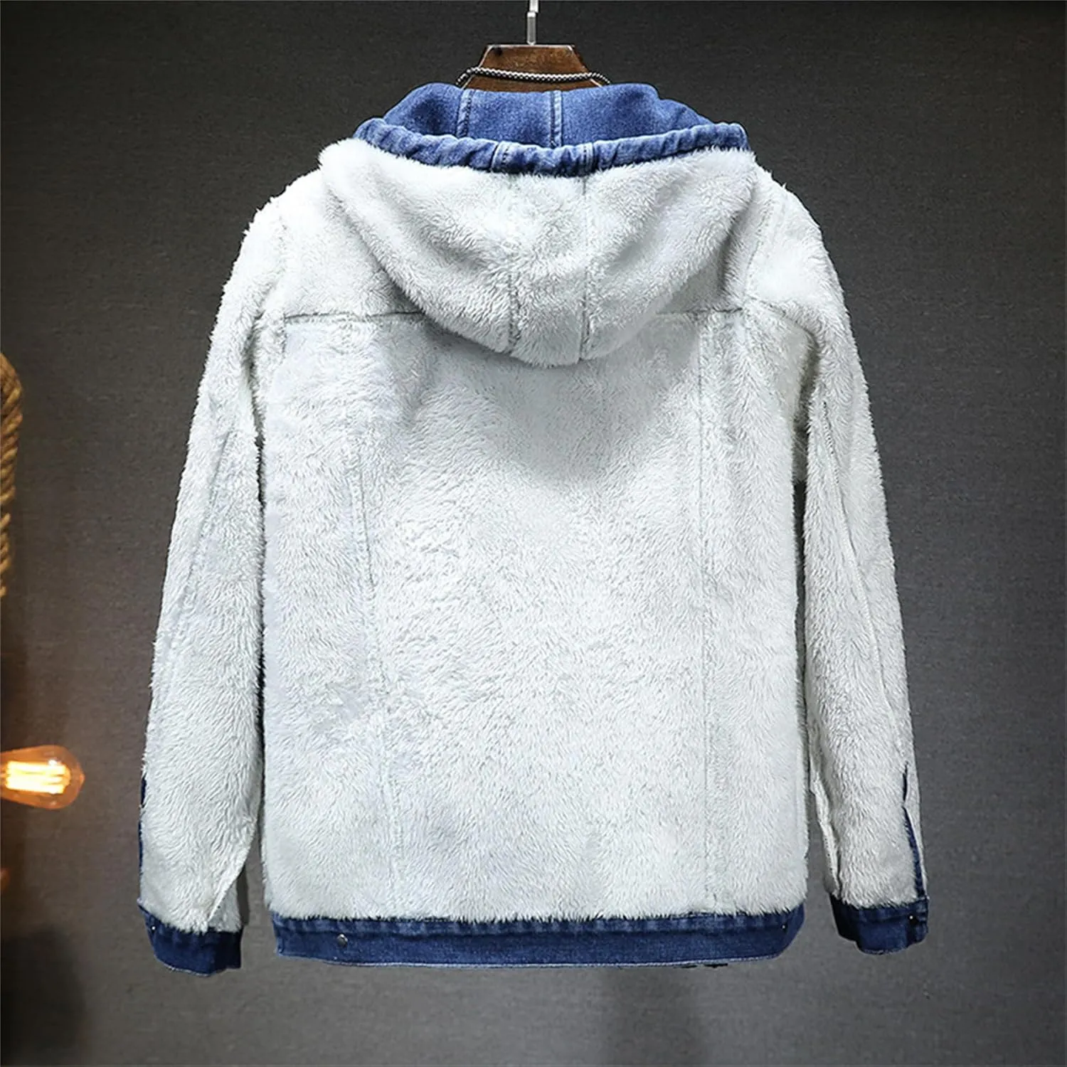 JEKE-DG Hoodie Jean Jacket for Men Long Sleeve Slim Fit Casual Denim Jacket Distressed Trucker Outwear with Hood