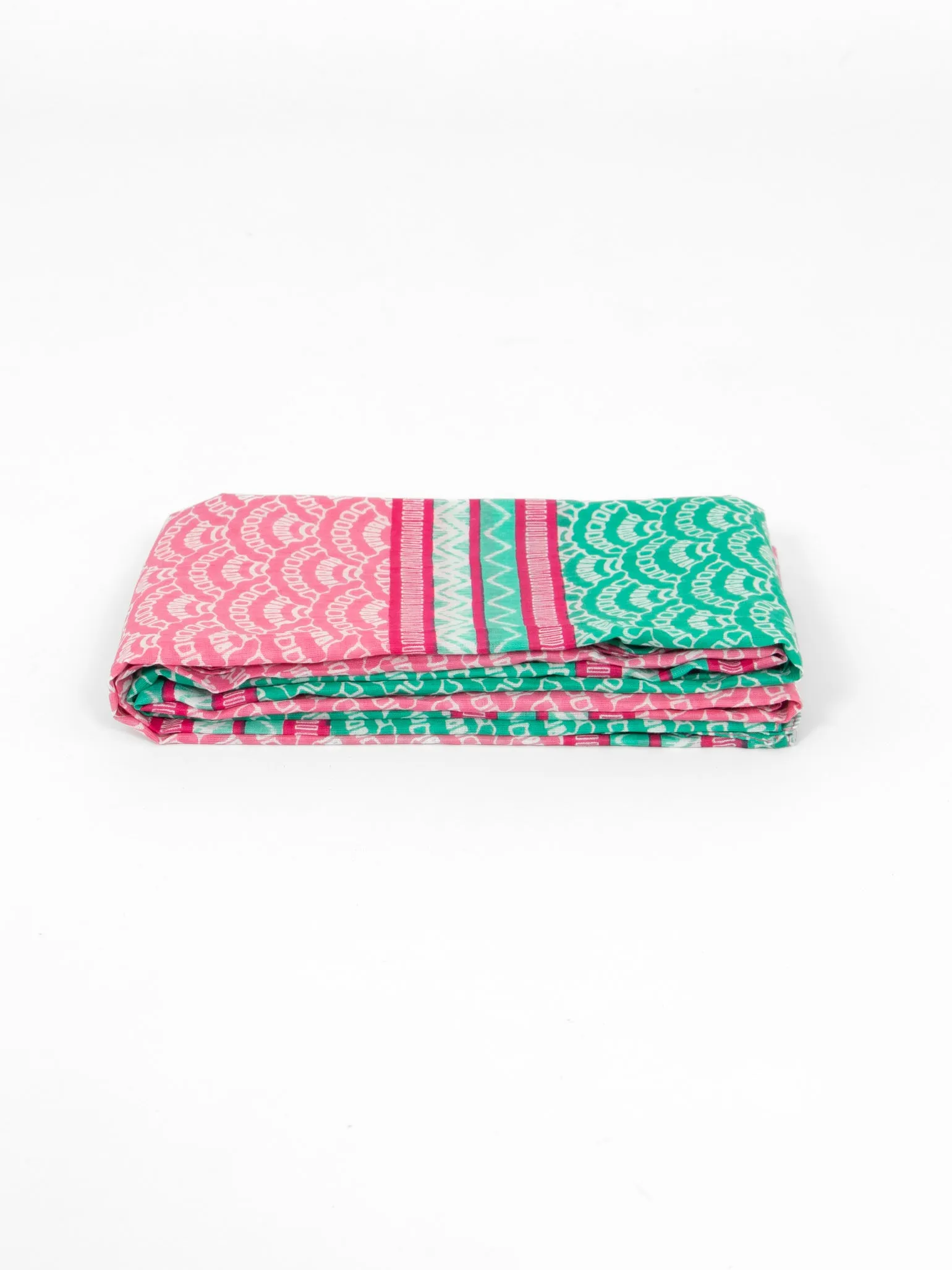 Kaia Lightweight Cotton Scarf - Green/Pink, Fan Colour Block