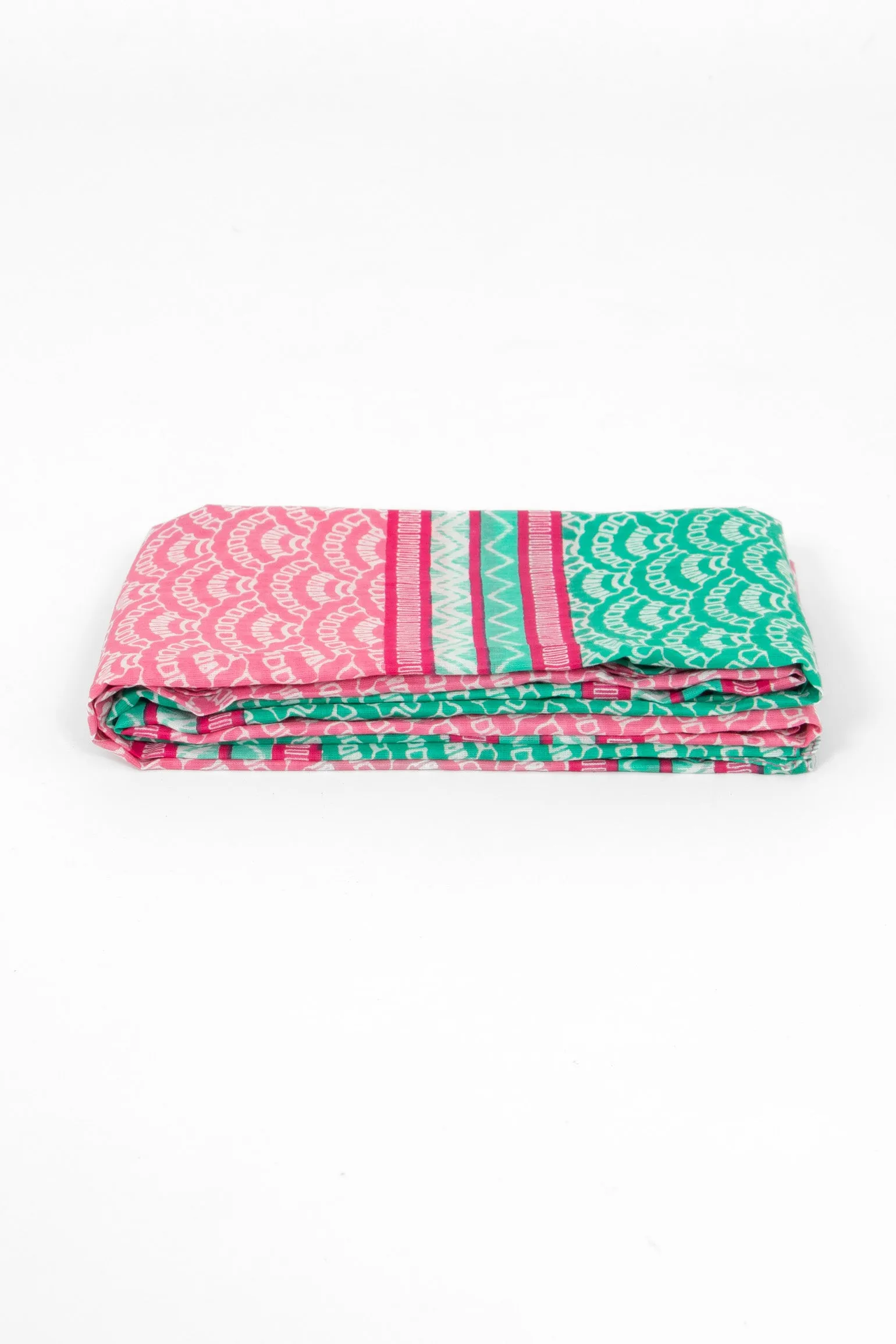 Kaia Lightweight Cotton Scarf - Green/Pink, Fan Colour Block