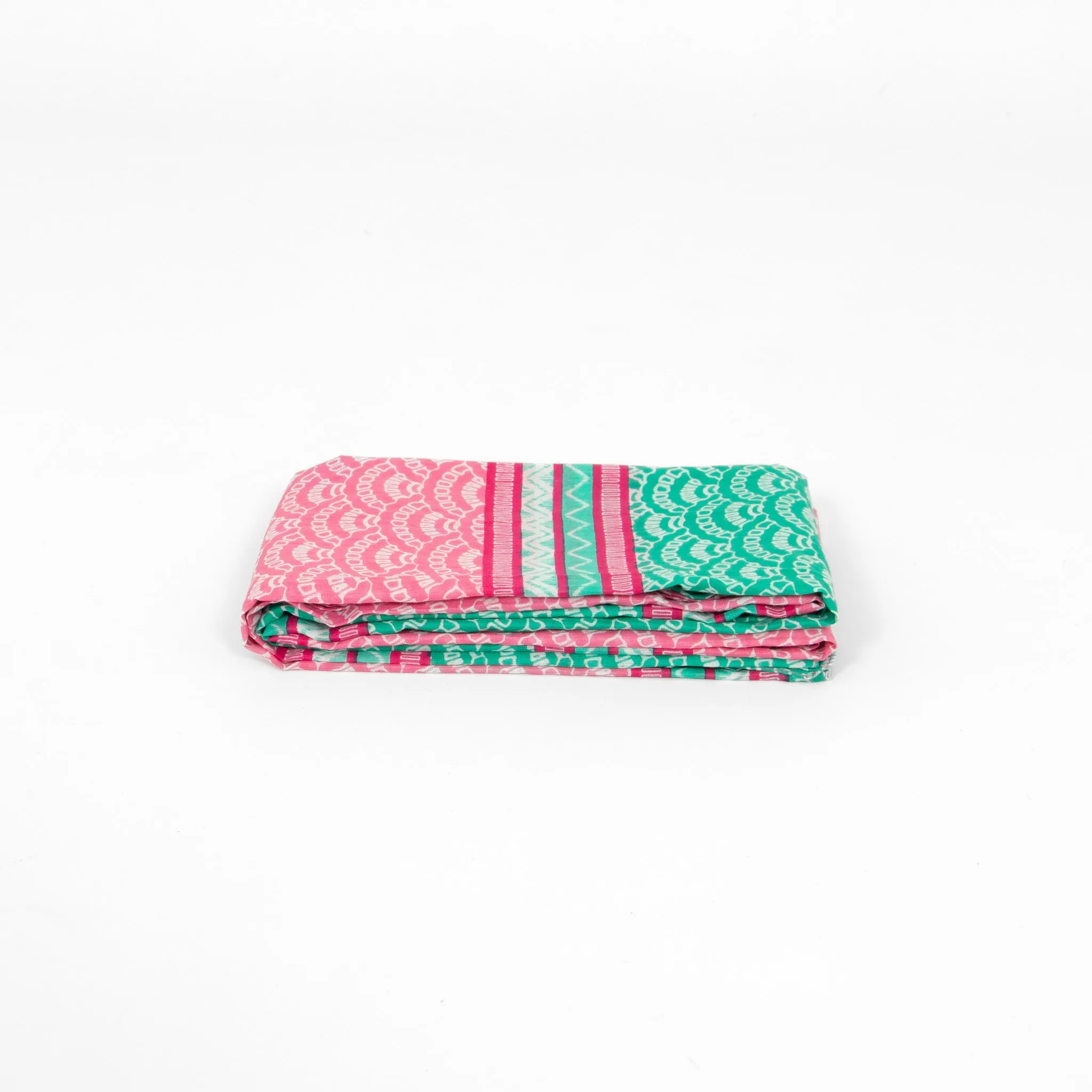 Kaia Lightweight Cotton Scarf - Green/Pink, Fan Colour Block