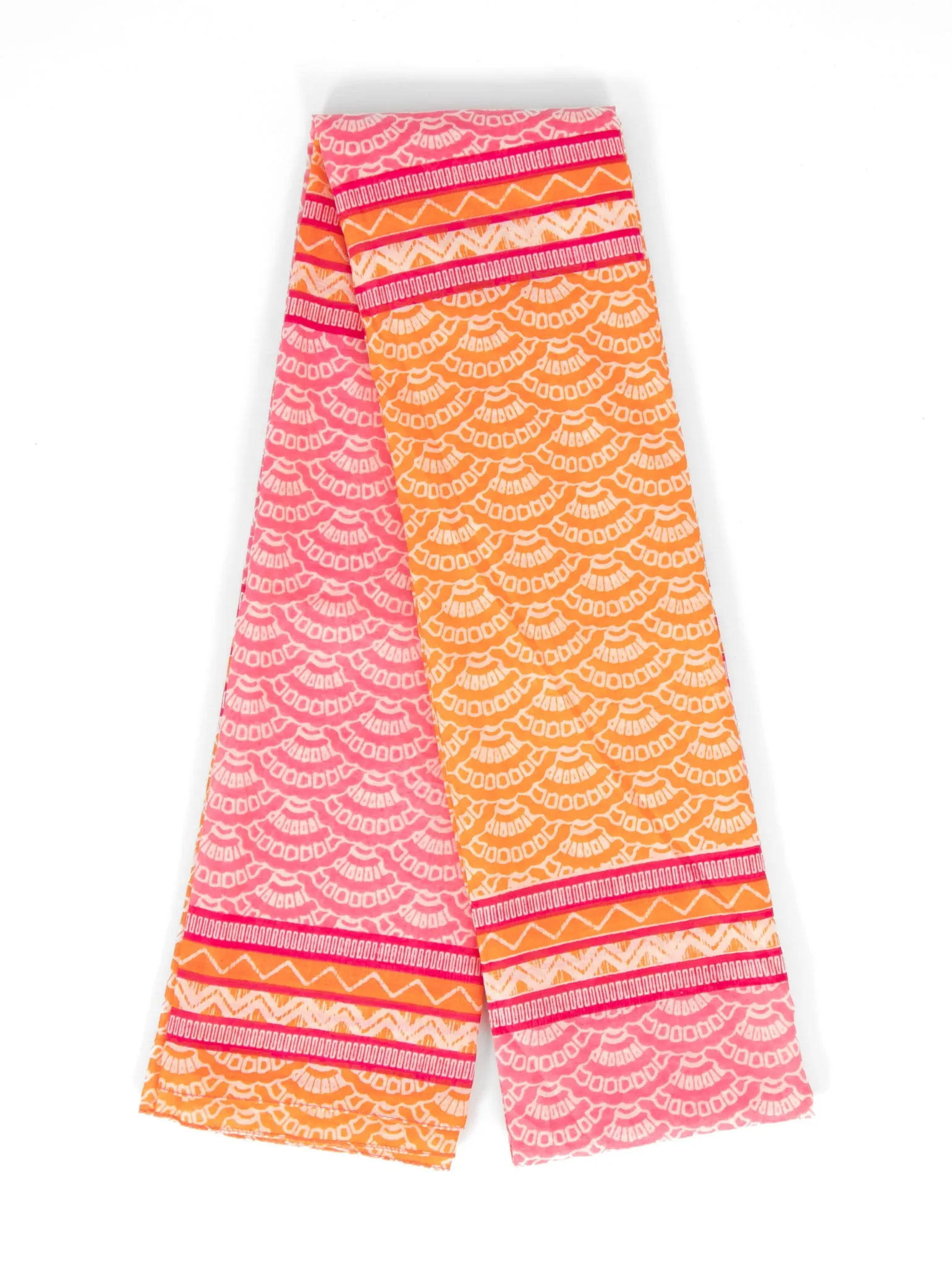 Kaia Lightweight Cotton Scarf - Hot Pink/Orange, Fan Colour Block