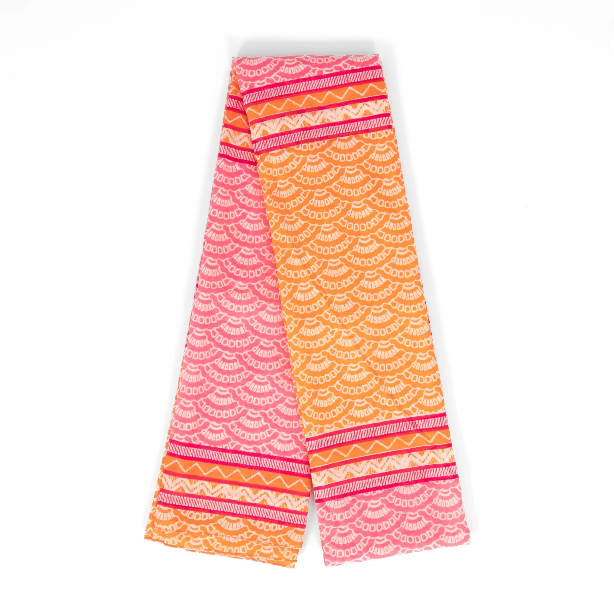 Kaia Lightweight Cotton Scarf - Hot Pink/Orange, Fan Colour Block
