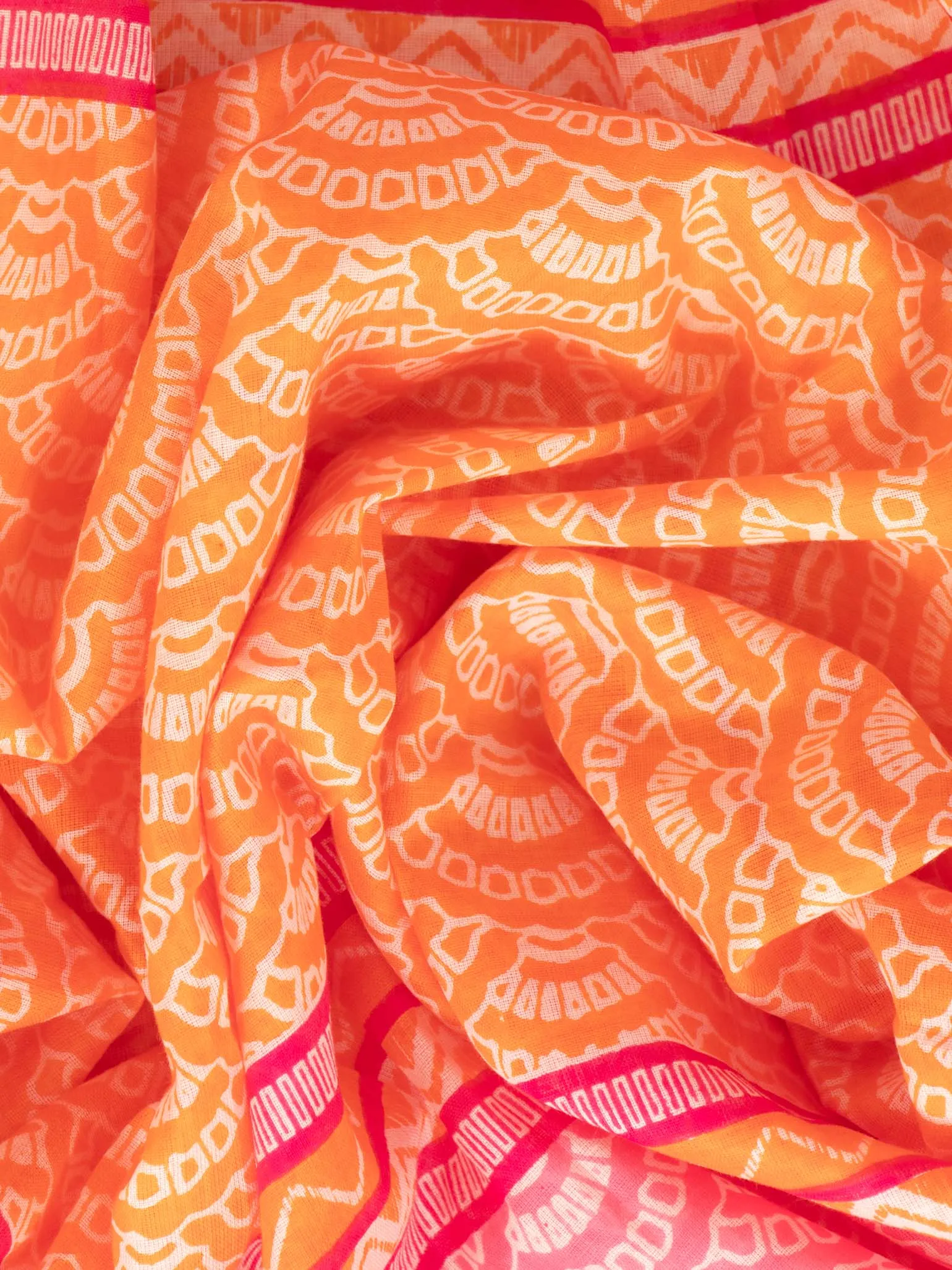Kaia Lightweight Cotton Scarf - Hot Pink/Orange, Fan Colour Block