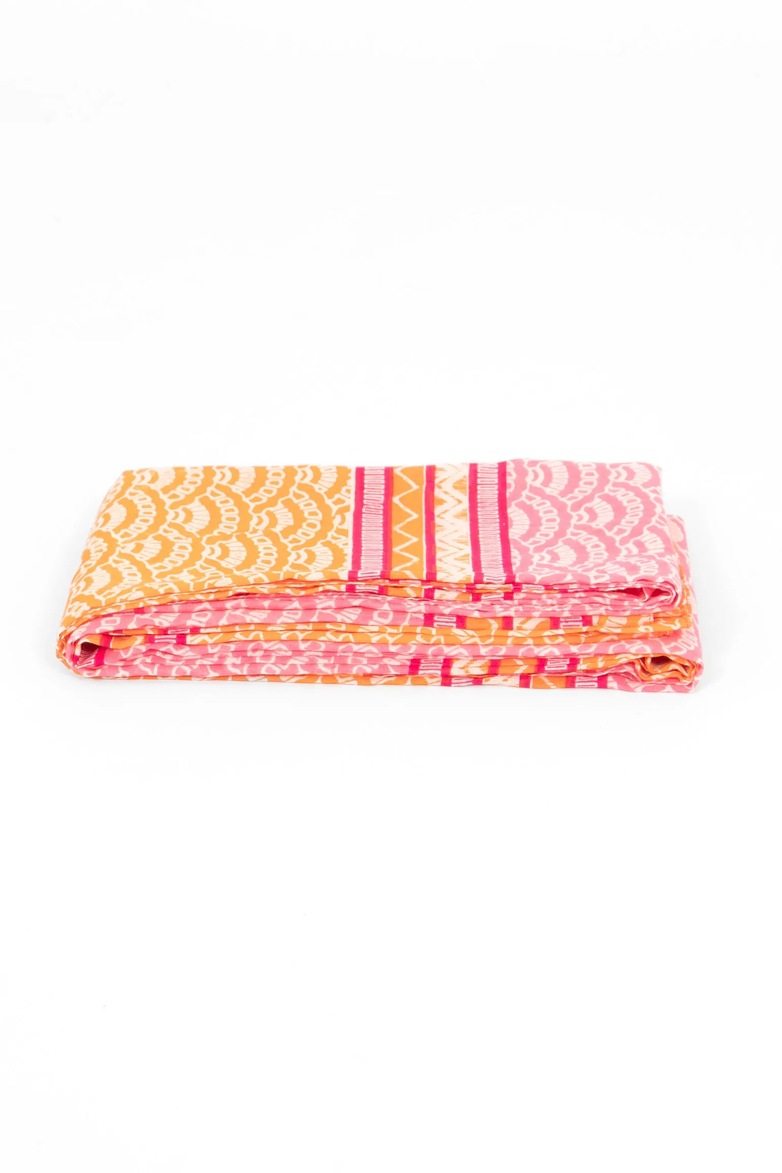 Kaia Lightweight Cotton Scarf - Hot Pink/Orange, Fan Colour Block