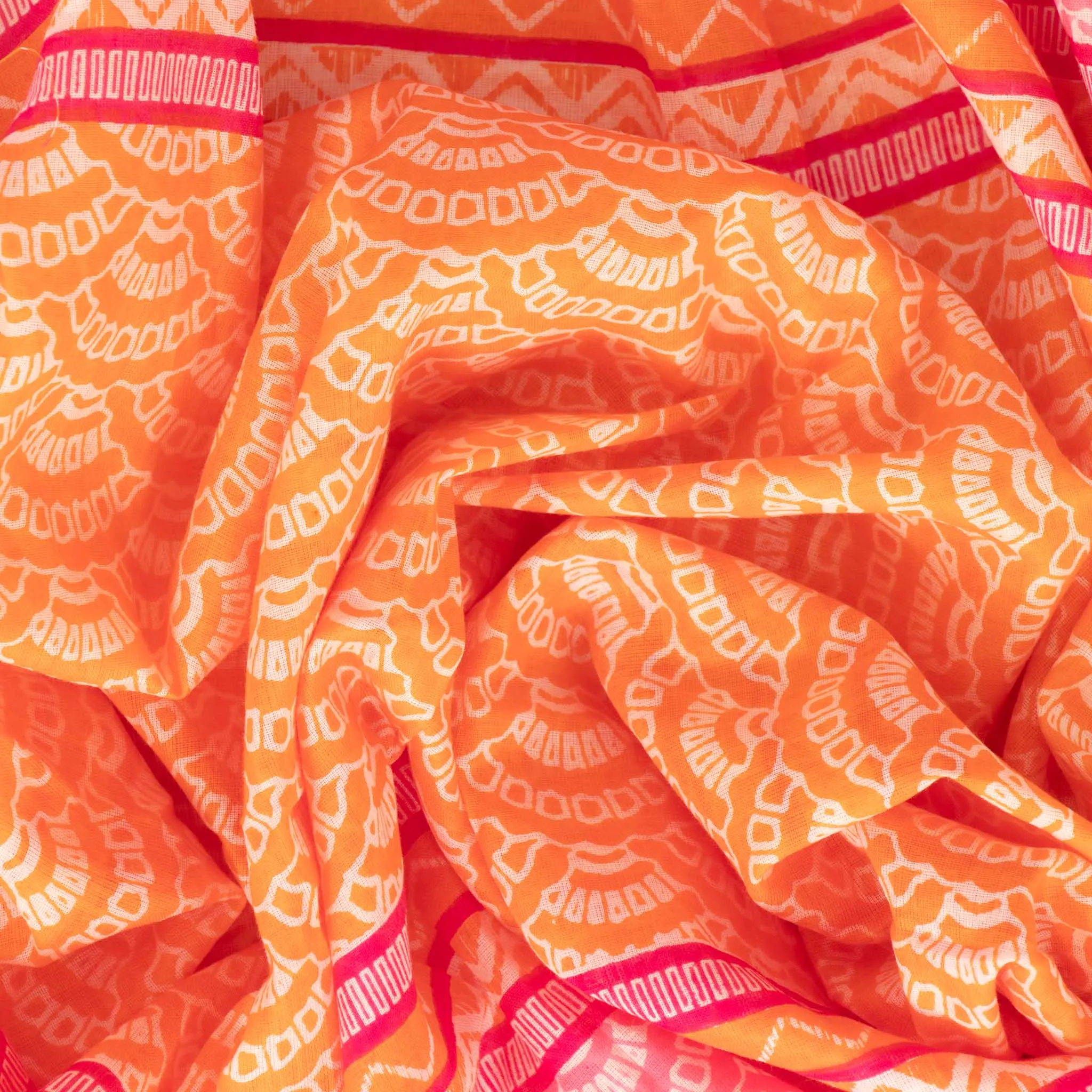Kaia Lightweight Cotton Scarf - Hot Pink/Orange, Fan Colour Block