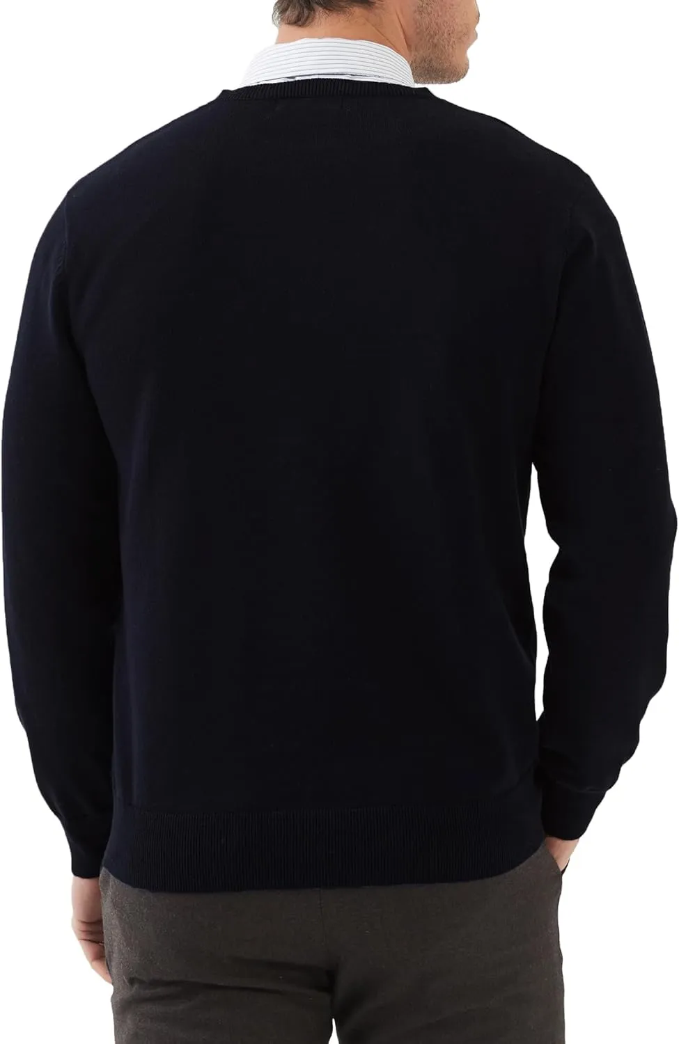 Kallspin Men's V Neck Sweater Pullover Pure Cotton Regular Fit Long Sleeve Knitting Sweaters