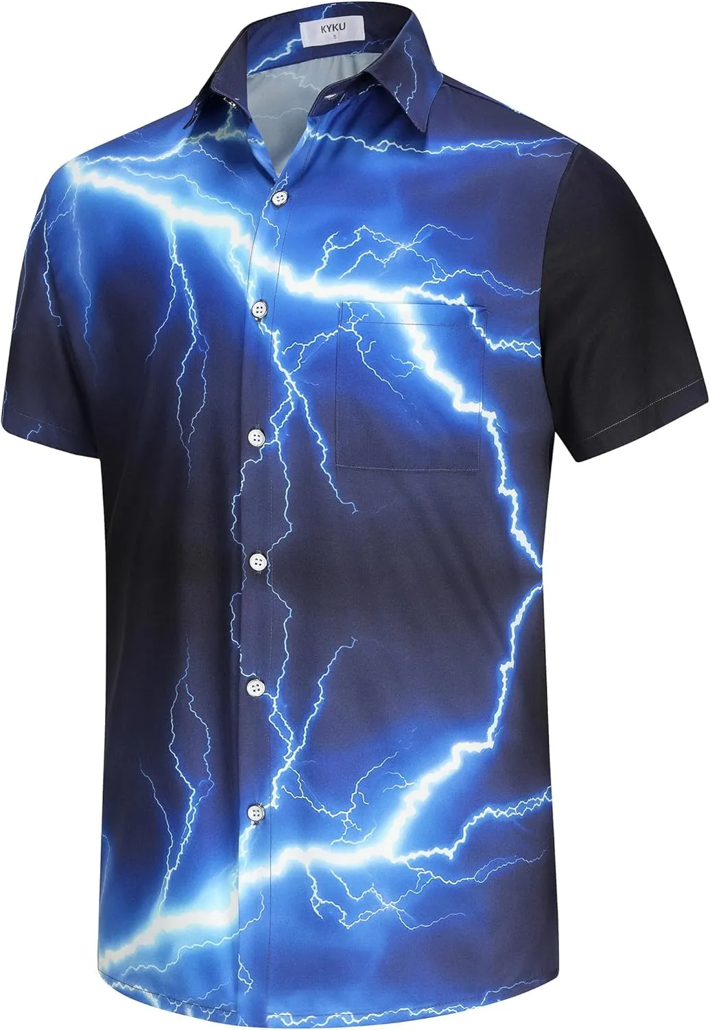 KYKU Men's Casual Button-Down Shirts Hawaiian Shirt Short Sleeve Beach Clothes with Pockets