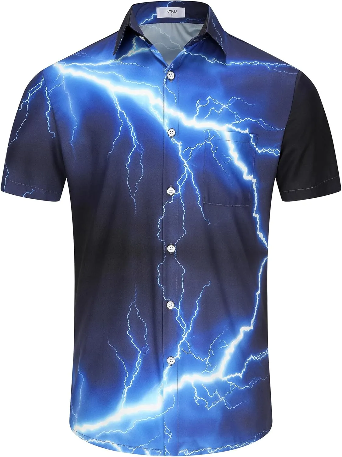 KYKU Men's Casual Button-Down Shirts Hawaiian Shirt Short Sleeve Beach Clothes with Pockets