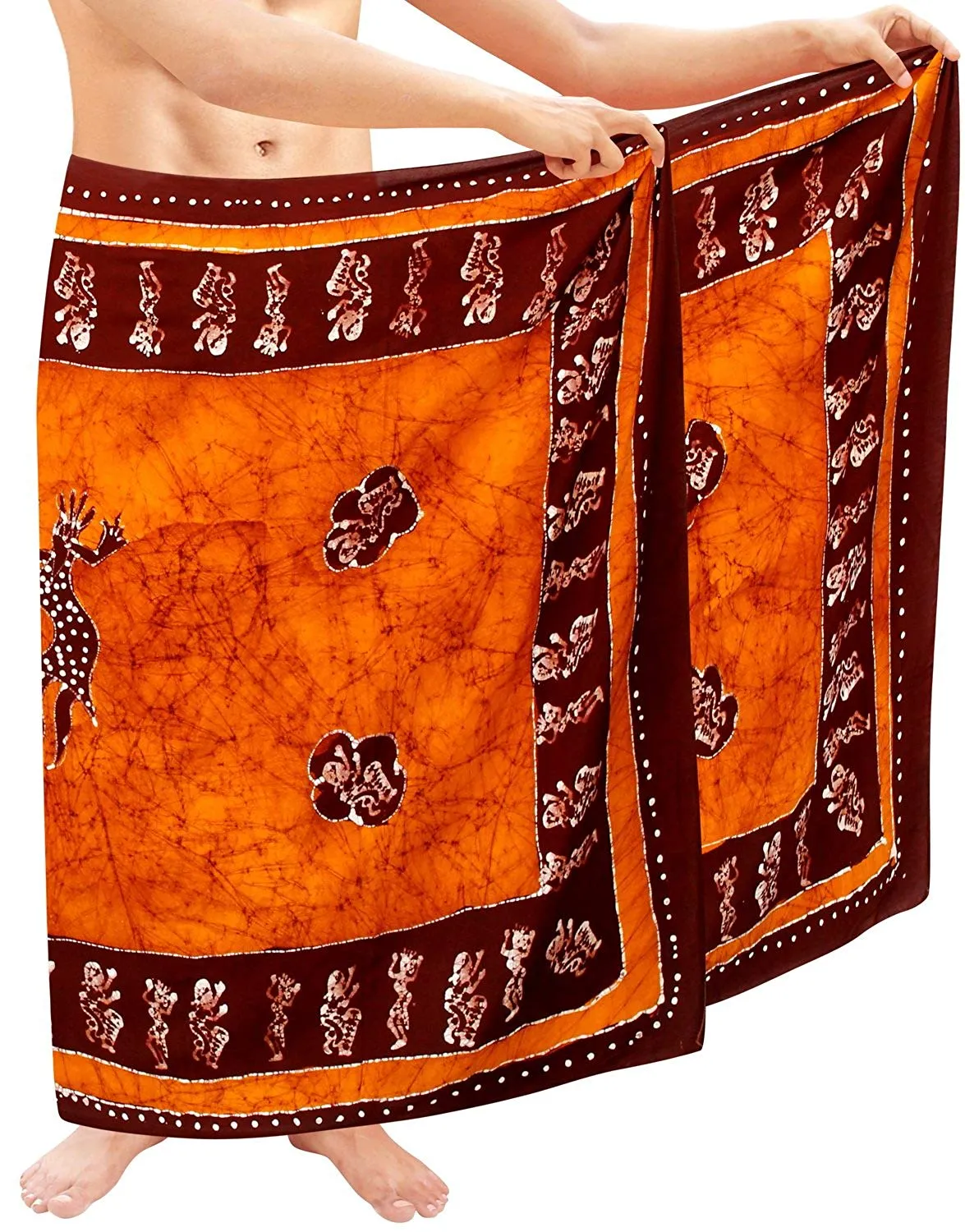 LA LEELA Hand Batik Beachwear Cover ups Hawaiian Wrap Mens Sarong Swimwear