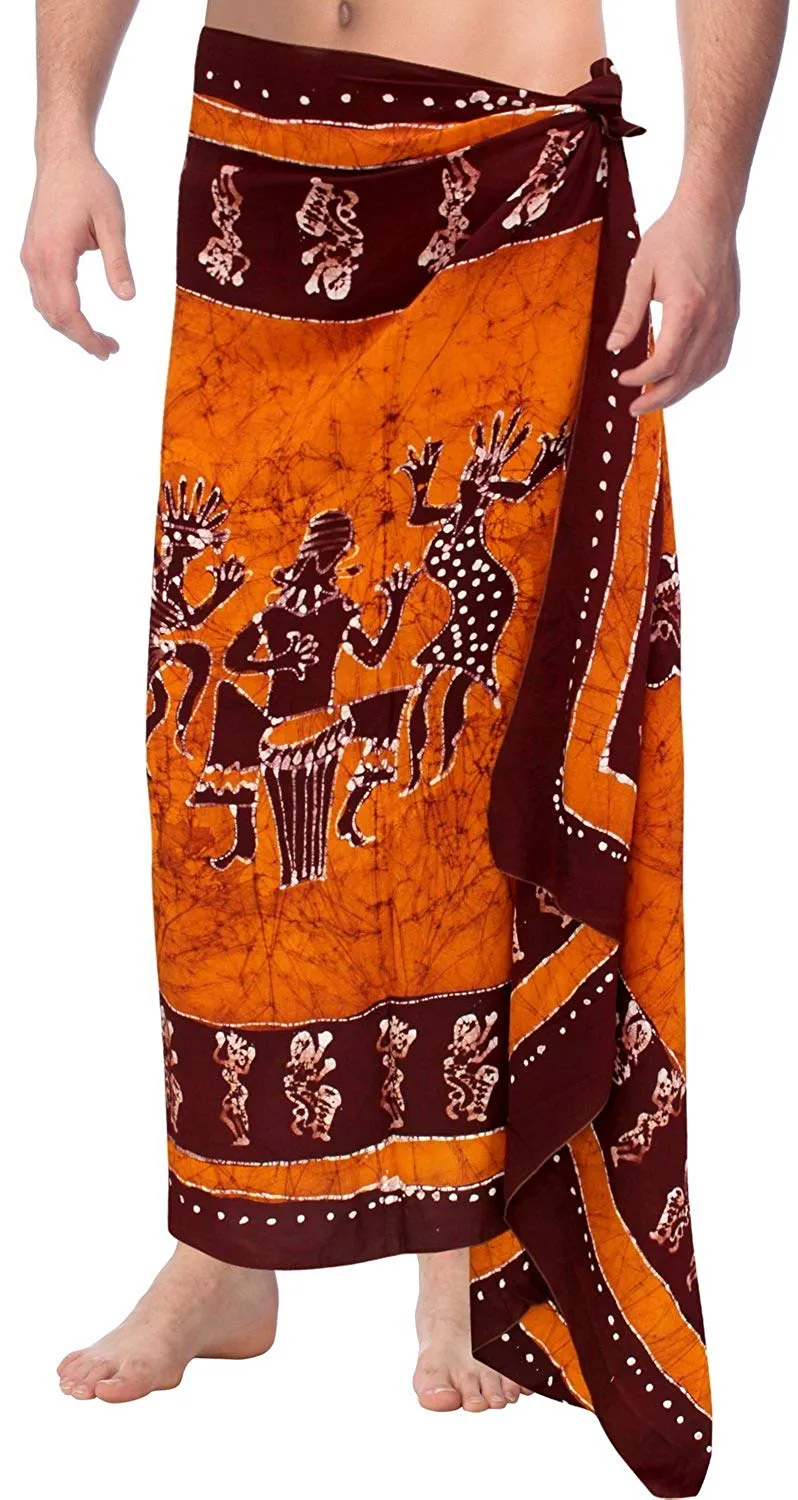 LA LEELA Hand Batik Beachwear Cover ups Hawaiian Wrap Mens Sarong Swimwear
