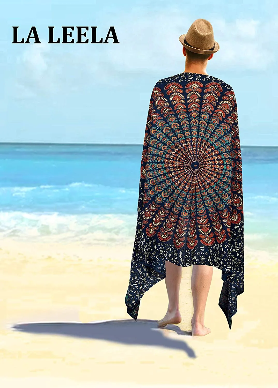 LA LEELA Men Sarong Swimwear Beachwear Wrap Swimsuit Pareo Cover up Bathing Suit