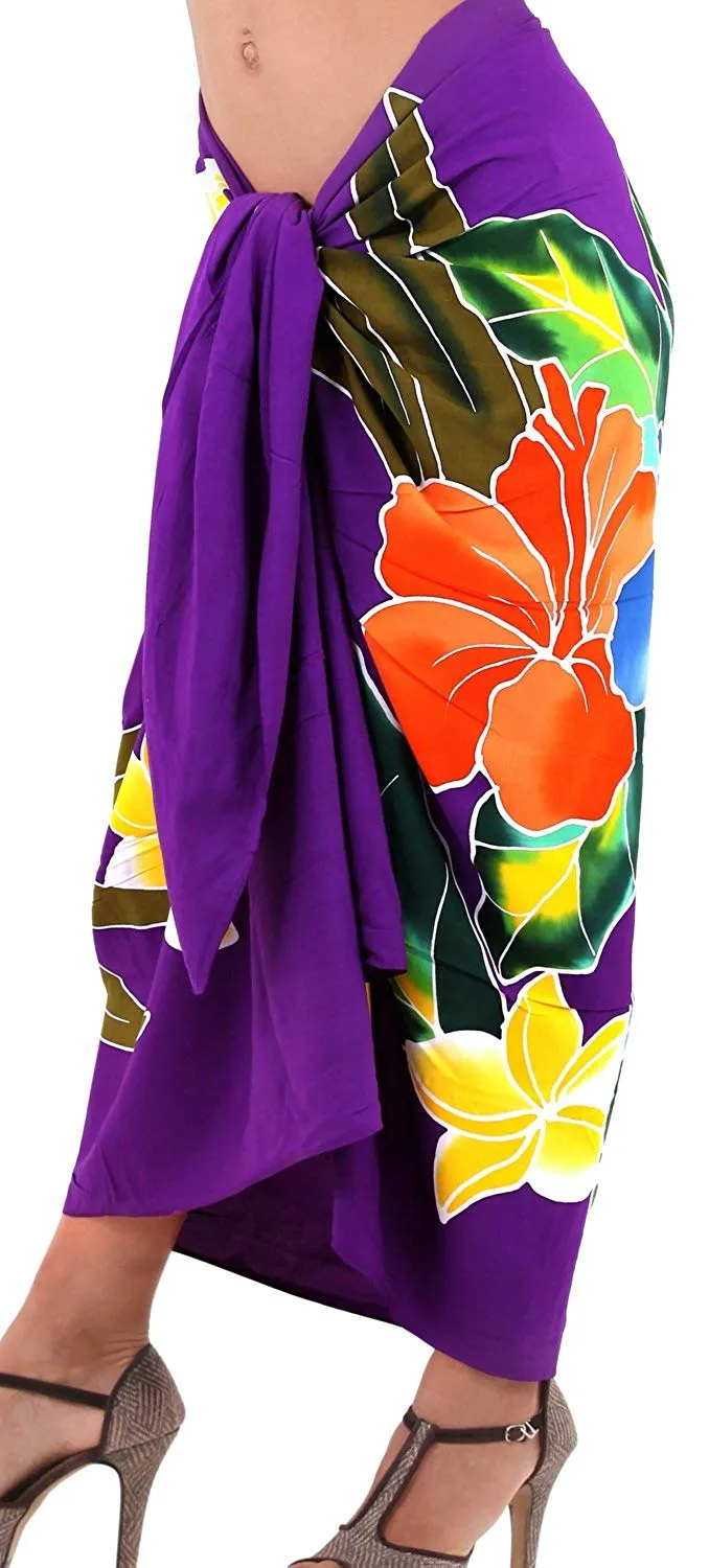 LA LEELA Swimsuit Cover-Up Sarong Beach Wrap Skirt Hawaiian Sarongs for Women Plus Size Large Maxi EJ